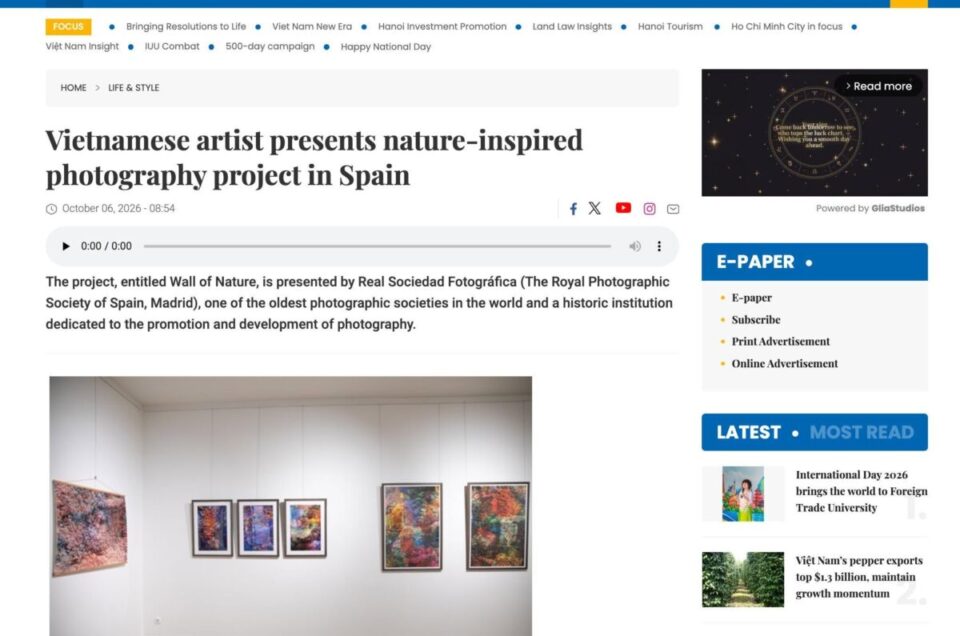 "Wall of Nature"exhibition featured on Vietnam News, the national daily news of Vietnam